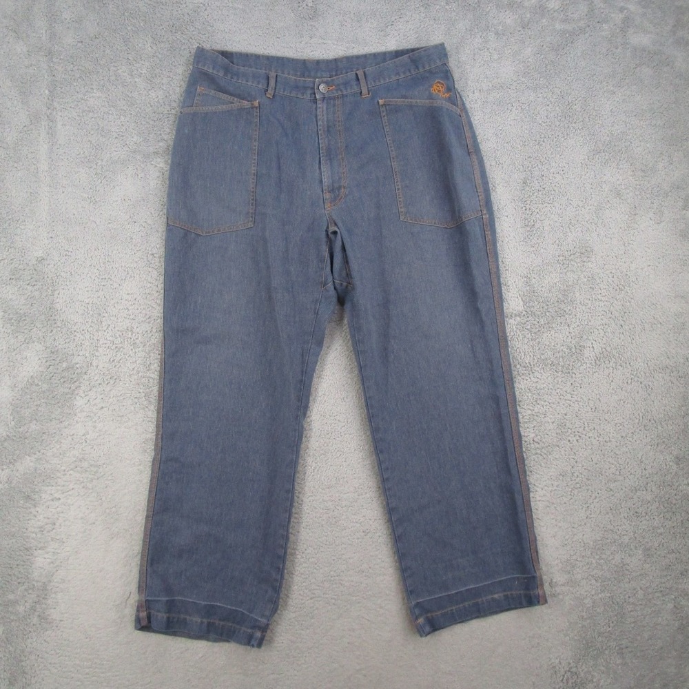 Patagonia Rhythm Mens Blue Textured Canvas Utility Workwear Pants Hemp 38x30